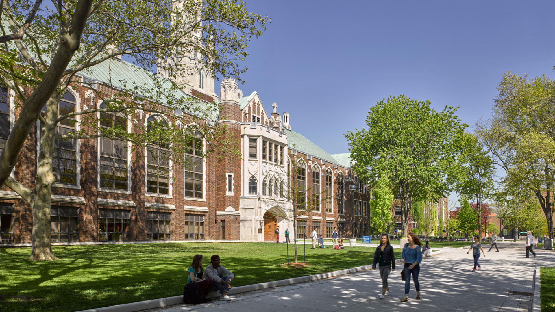 Students walking in front of Dillon Hall